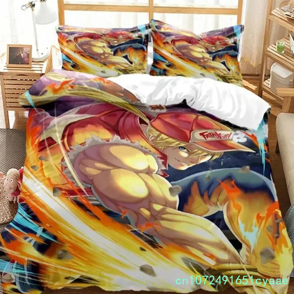 Anime King Of Fighters KOF Bedding Set Boys Girls Twin Queen Size Duvet Cover Pillowcase Bed Kids Adult Home Textileextile