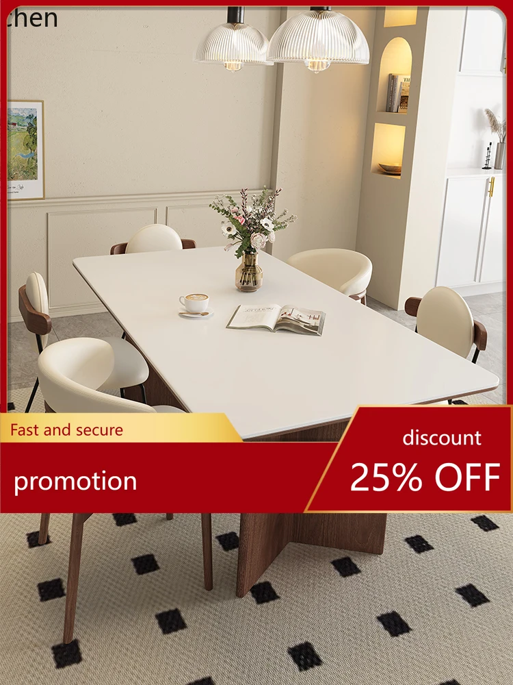 

CZ Solid Wood Dining Table Living Room Rock Board Medieval retro Family Household Small Apartment