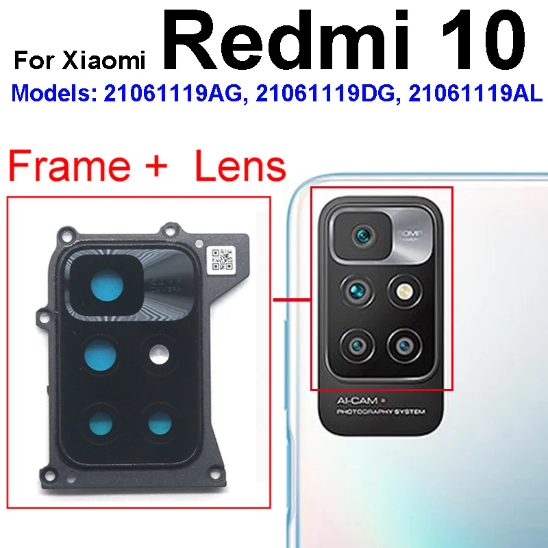 Rear Camera Lens Glass Frame For Xiaomi Redmi 10 Prime 10 2020 10C 10A 5G Back Camera Glass Lens Cover with Adhensive Parts