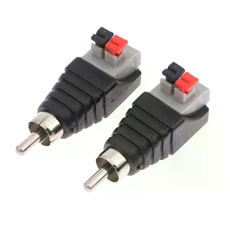 2pc Speaker Wire Cable To Audio Male Cable Jack Quick Press Plug Rca Connector Adapter Speaker Connector Universal Cable