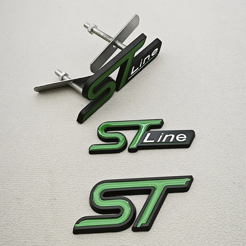 3D Metal Car Styling ST Line ST Logo Front Grille Badge Rear Trunk Emblem For Ford Focus Fiesta Mondeo Etc Exterior Accessories