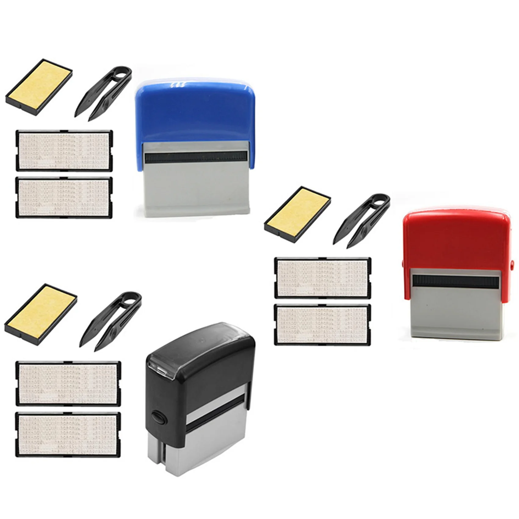 A93E-3X Self Inking Stamp Set Custom Personalised DIY Business Name Number Address Printing Rubber Stamp With Tweezers Kit