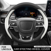 For Lincoln Corsair Town Navigator Mkx Mkz Aviater Mks Mkc Genuine Leather Car Steering Wheel Cover Anti-Slip Interior Accessory