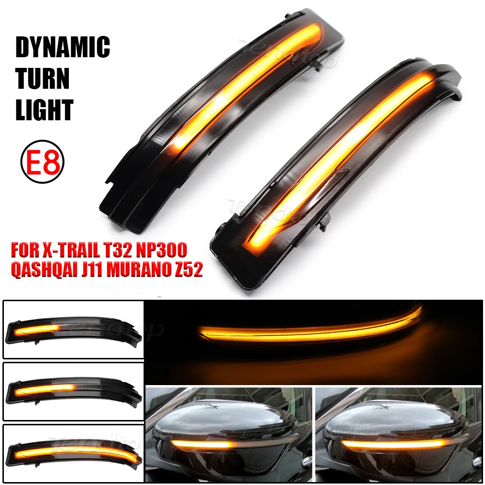 LED Sequential Side Mirror Dynamic Turn Signal Light For Nissan X-Trail T32 Rogue Qashqai J11 Murano Z52 Juke Navara Pathfinder