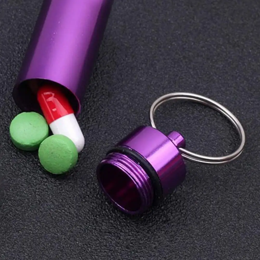 

Sealed Jar Keychain Waterproof Aluminum Alloy Mini Tablet Pill Storage Bottle Container Keychain Holder Aluminum Alloy Keychain