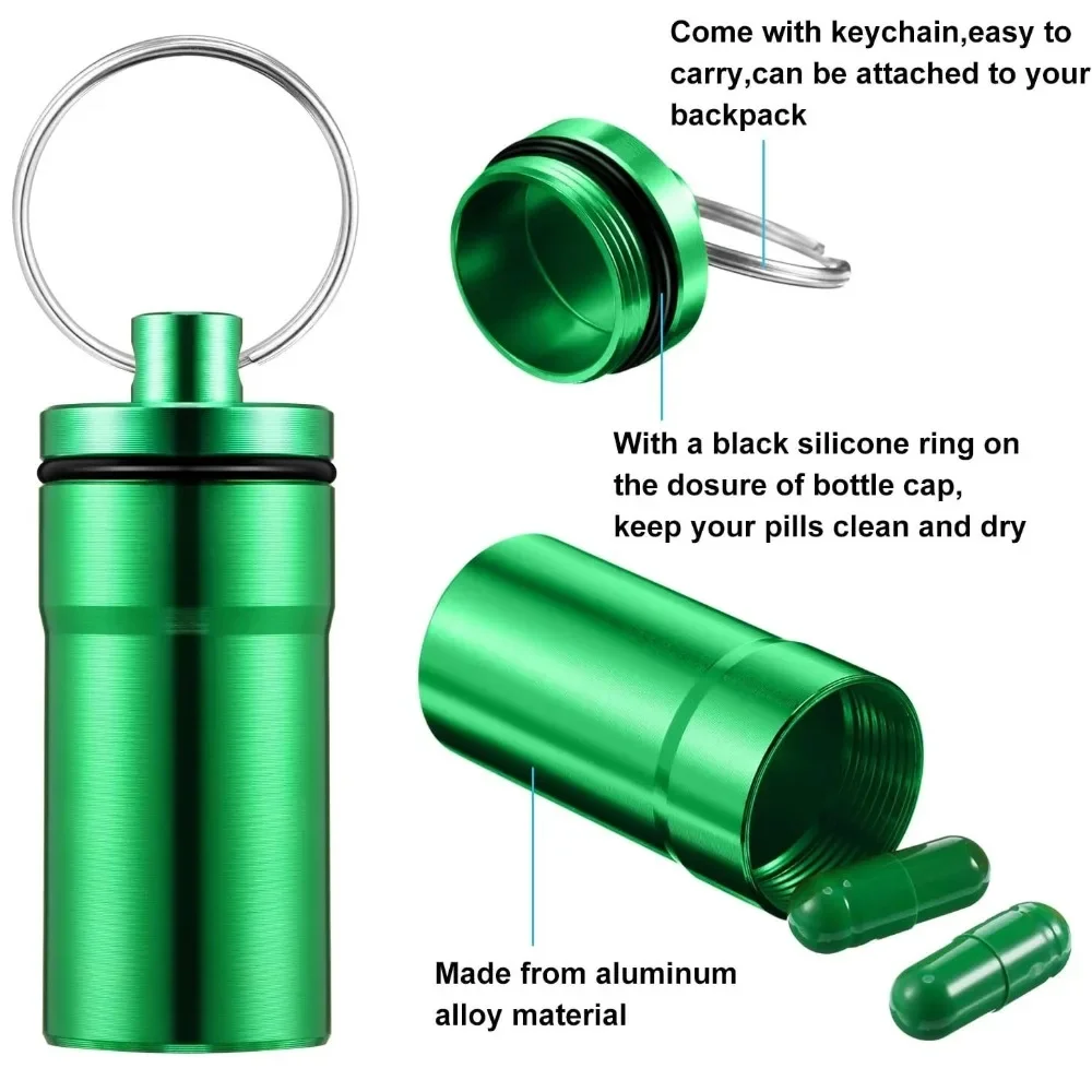 Hot Mini Portable Pill Box Case Holder Keychain Waterproof Aluminum Container Tablet Storage for Purse Outdoor Camping Travel
