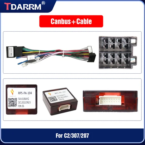 Imagen 2 del producto Para PEUGEOT 301/308/308S/3008/408/508/307/607/407/207/206/C2 adaptador de arnés de cableado de coche decodificador Canbus Cable de alimentación de Radio Android