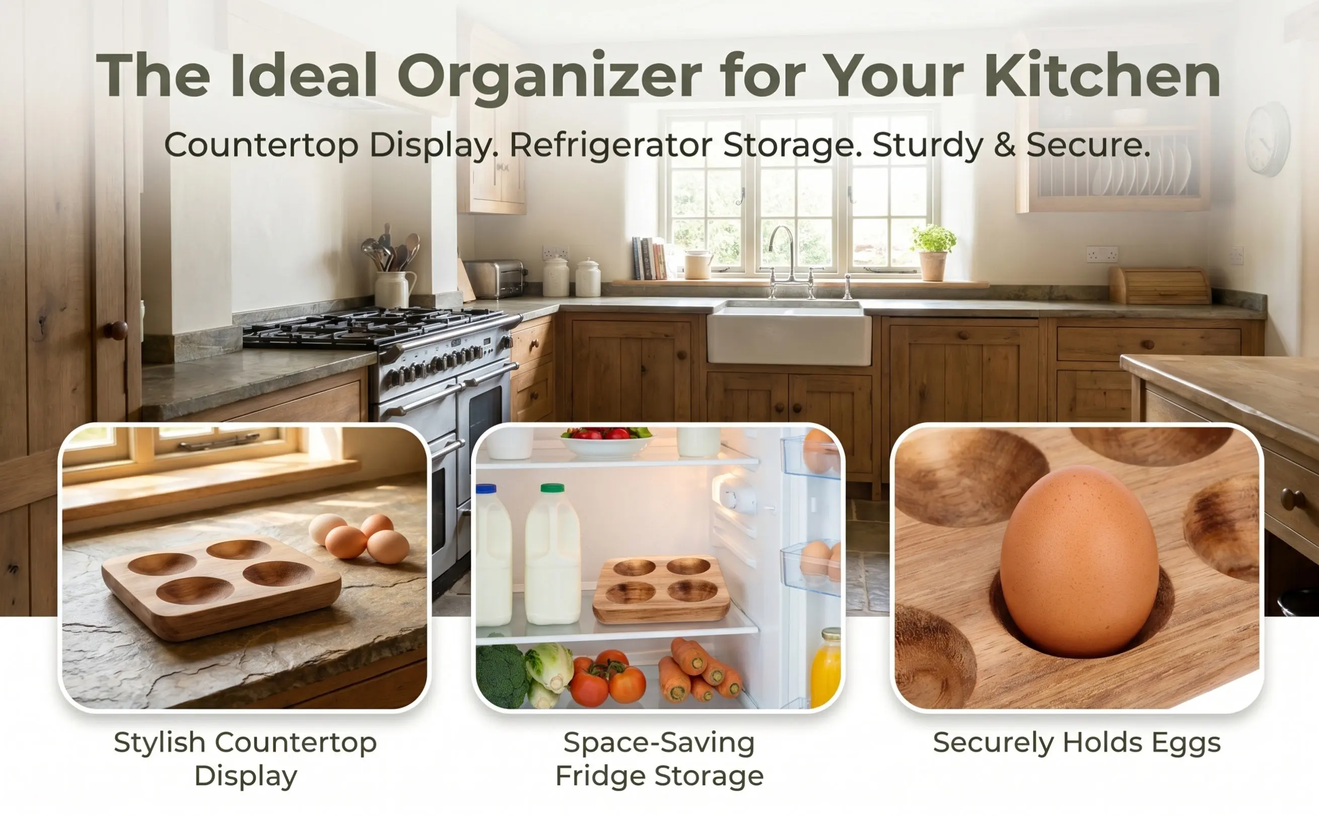 Wooden Eggs Tray 4 Slot Holder Chicken Eggs Storage Display Organizer Plate Kitchen Refrigerator Countertop Penguin Egg Holder