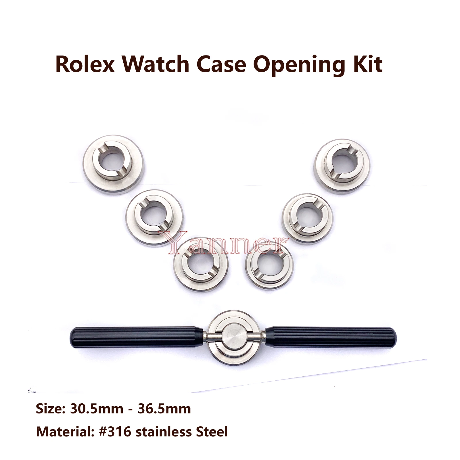 No.5539 6 big sizes/set  Watch Case Opener, 30.5-36.5mm Professional Watch Back Case Opener & Closer for Rolex watches Repairing