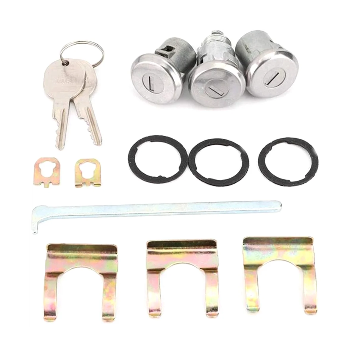 Door Trunk Key Kit Door Lock Cylinder Set with 2 Keys 654394765282 for Buick Chevrolet Pontiac Oldsmobile Cutlass