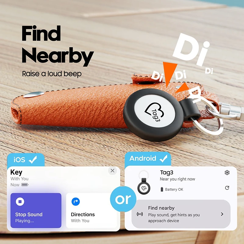 Intelligenter Tracker-Tag für iOS und Android, Anti-Verlust-GPS-Gerät für Haustiere, Schlüssel und Gepäck, Kompatibel mit Apple Find und Google Find My Device Netzwerk – Detail 6