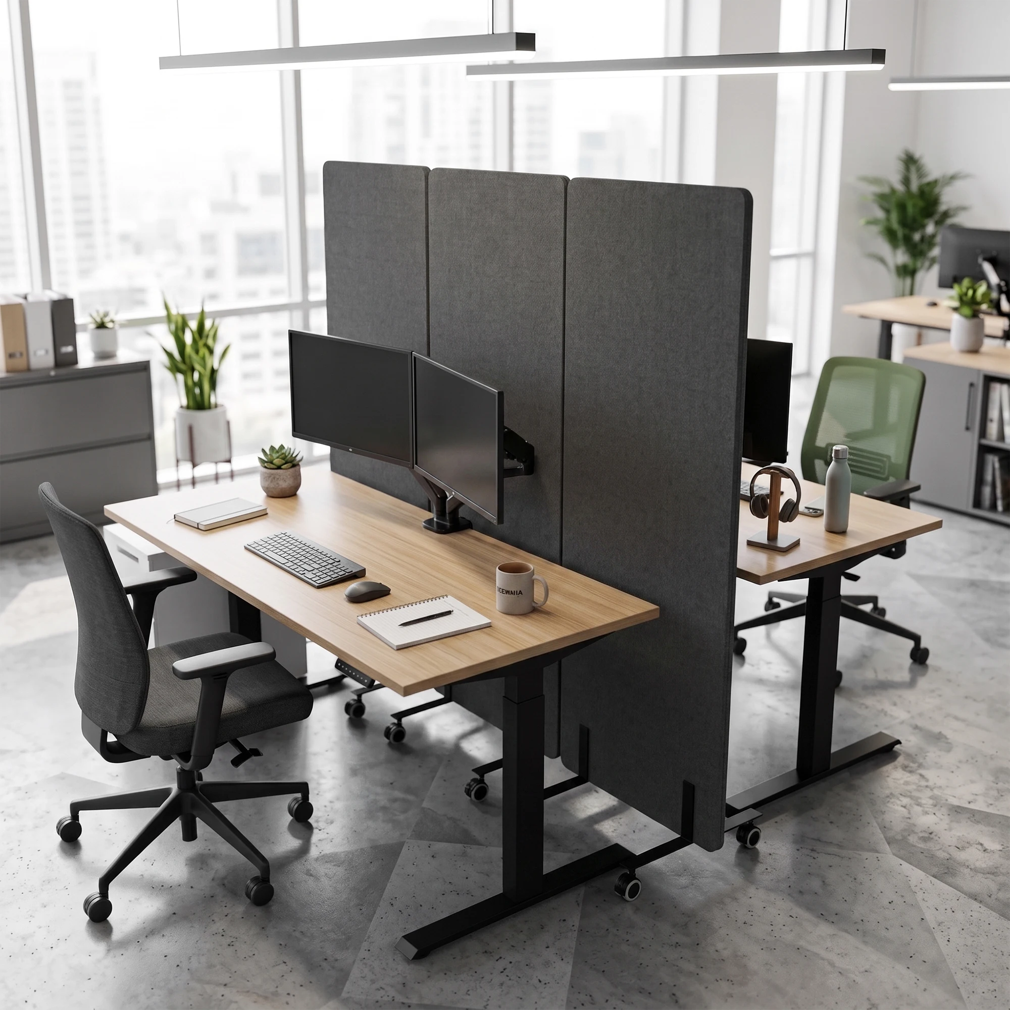 Sound Dampening Room Divider 72 * 66in, 3-Panel Rolling Partition Wall, Wheeled Acoustic Barrier for Home and Office Spaces