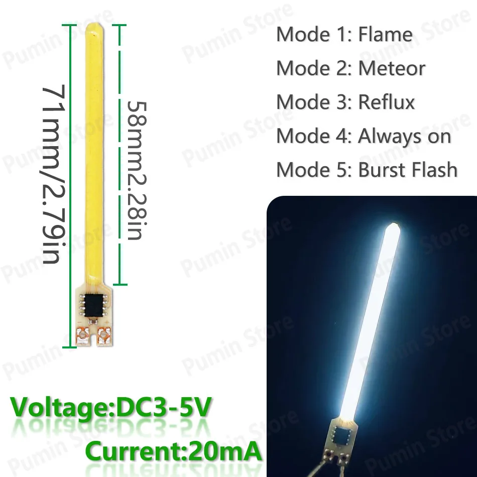 5 Stück Neue LED-Meteorlichter mit DC3-5V Fünf Modi Flammen-Meteor 9 Farben für Retro-Wandleuchte Autolicht Warnlichtquelle