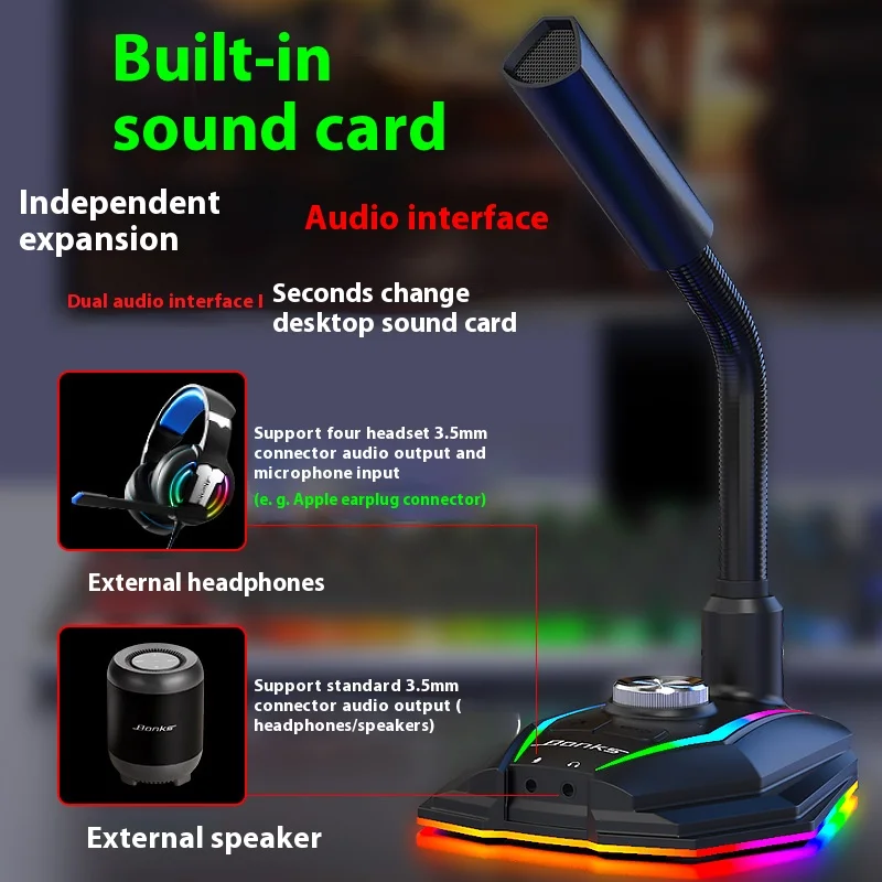 360° Adjustable Computer MIC USB Wired Microphone Game Condenser, Tabletop Conferencing Webcast Video Chat Singing Microphone