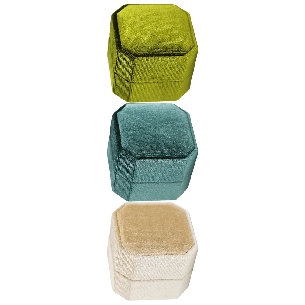 

3 Pcs Jewelry Box Ring Bearer Wedding Rings Proposal Gift Simple Holder Green Beige Compact Size Packaging Tools