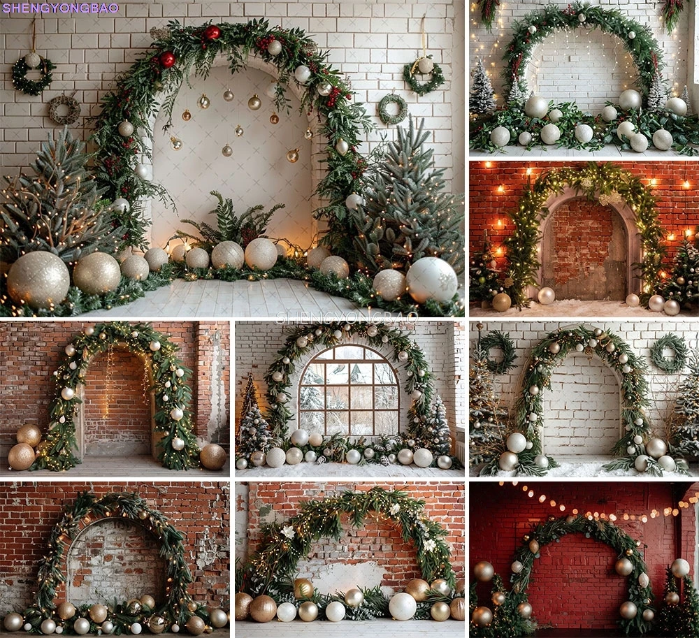 

Festive Christmas Room Fireplace Photography Backdrops Winter New Year Holidays Party Xmas Tree Window Photo Background BR-29