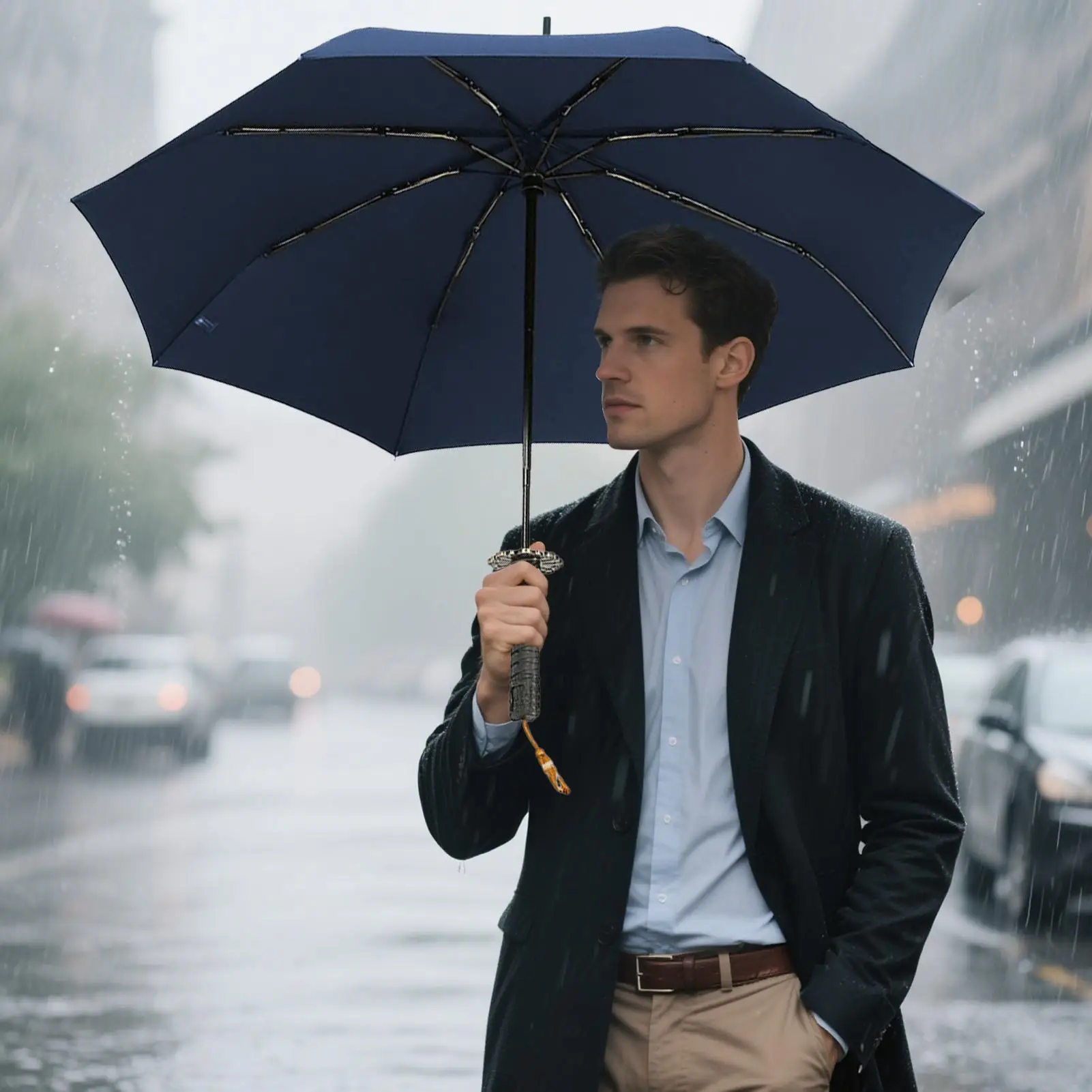 Windproof Travel Umbrella UV Protection Canopy With Handle Thicken Umbrella Automatic Open And Close For Men Women Rain Sun