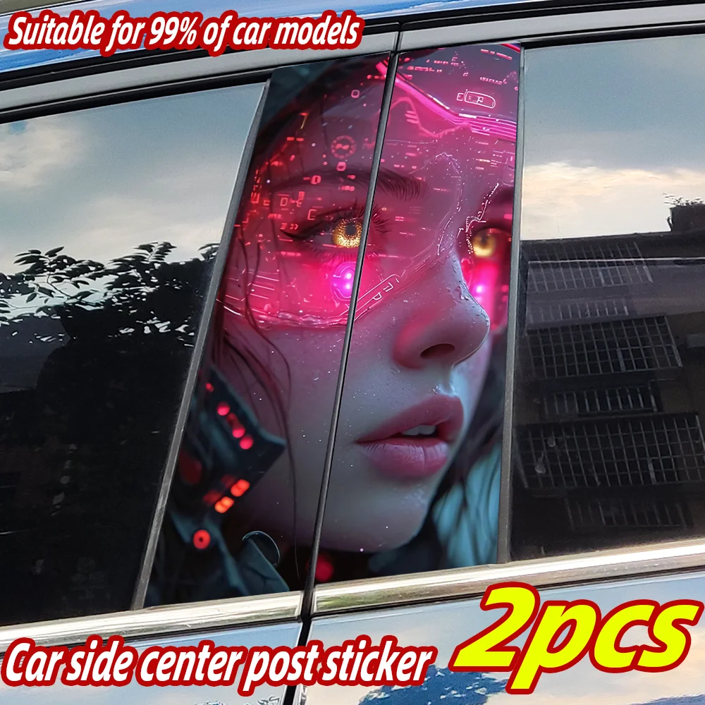 

Cyberpunk Girl Car Stickers Waterproof Auto B Pillar Decor Cover Scratches Durable Car Doors Pillar Vinyl Decals Vehicle Decors