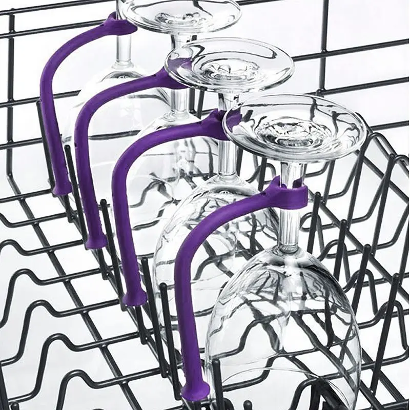 Stemware saver lavavajillas flexible, Juego de 4 para copas de vino, cristalería fija