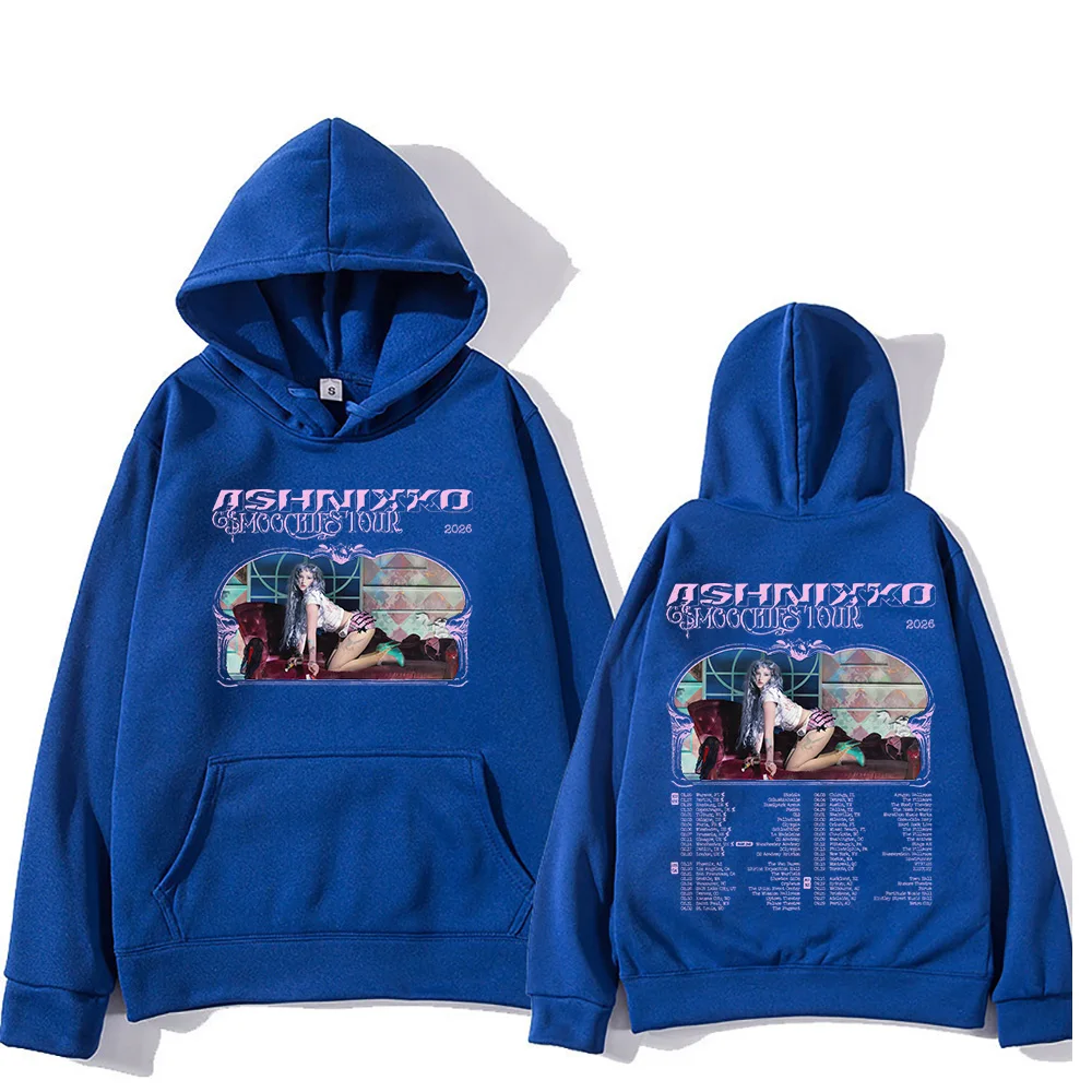 Casual ashnikko smoochies tour 2026 hoodies feminino inverno quente moletom de manga longa com capuz pullovers gráfico streetwear roupas