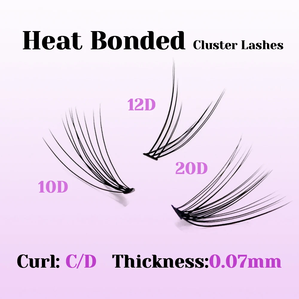 MASSCAKU 10D/12D/20D DIY Segmented Eyelash Extensions 8-15mm Mix Length Matte Black Mega Volume Individual Lashes Makeup Tools