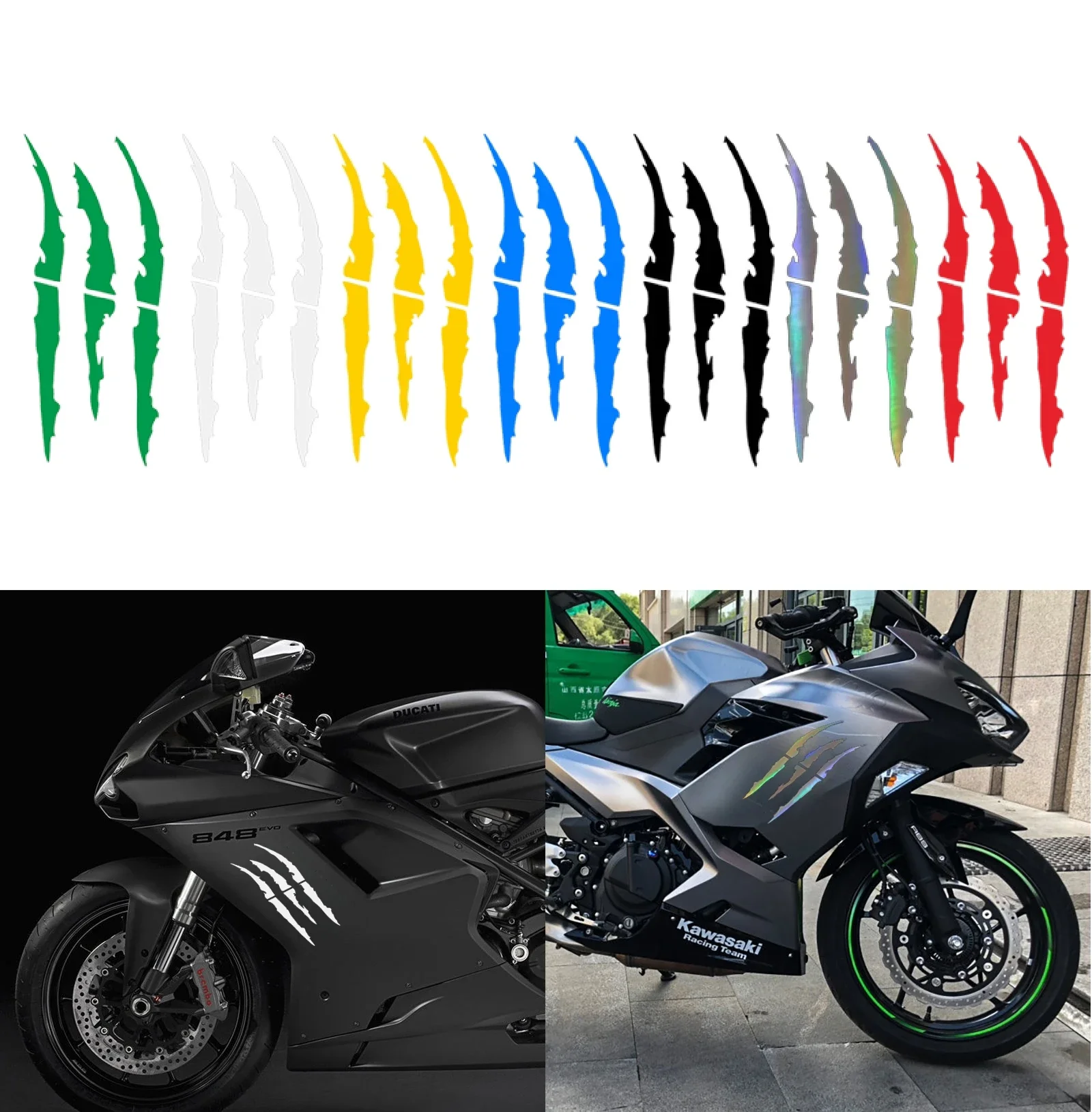 Motorcycle Car Sticker Universal Monster Claw Scratched Stripe Decal Marker Reflective Waterproof Moto Decoration Accessories