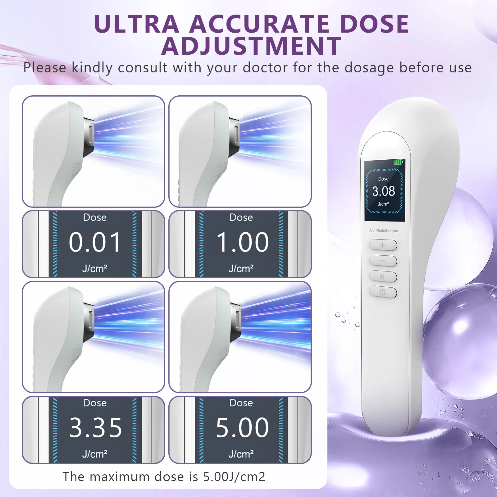 KTS UVB جهاز مصباح العلاج بالضوء لعلاج البهاق 308NM UV ضيق النطاق الأشعة فوق البنفسجية العلاج بالضوء الصدفية البقع الأكزيما #5
