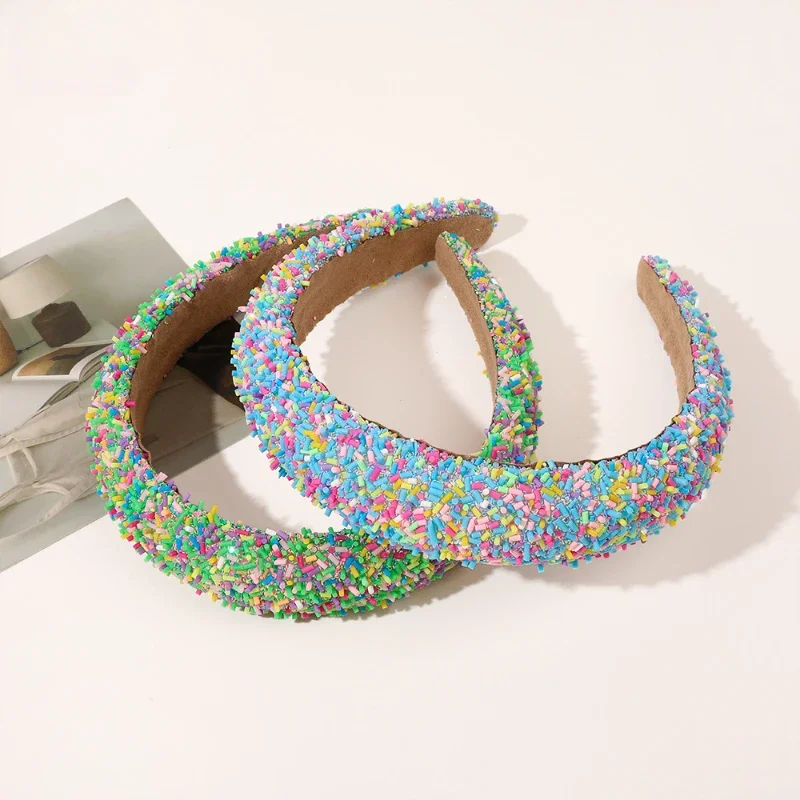 

Радужная повязка на голову цвета крем-кэнди, акриловая, в виде торта на день рождения, красочный аксессуар для волос, подарок для женщин и милых девушек