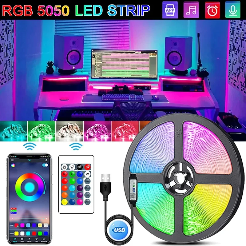 5V RGB Led Strip Lights 5050 USB Led Light APP Control Luces Led Flexible Lamp Tape for TV Backlight Room Decor Lighting Diode