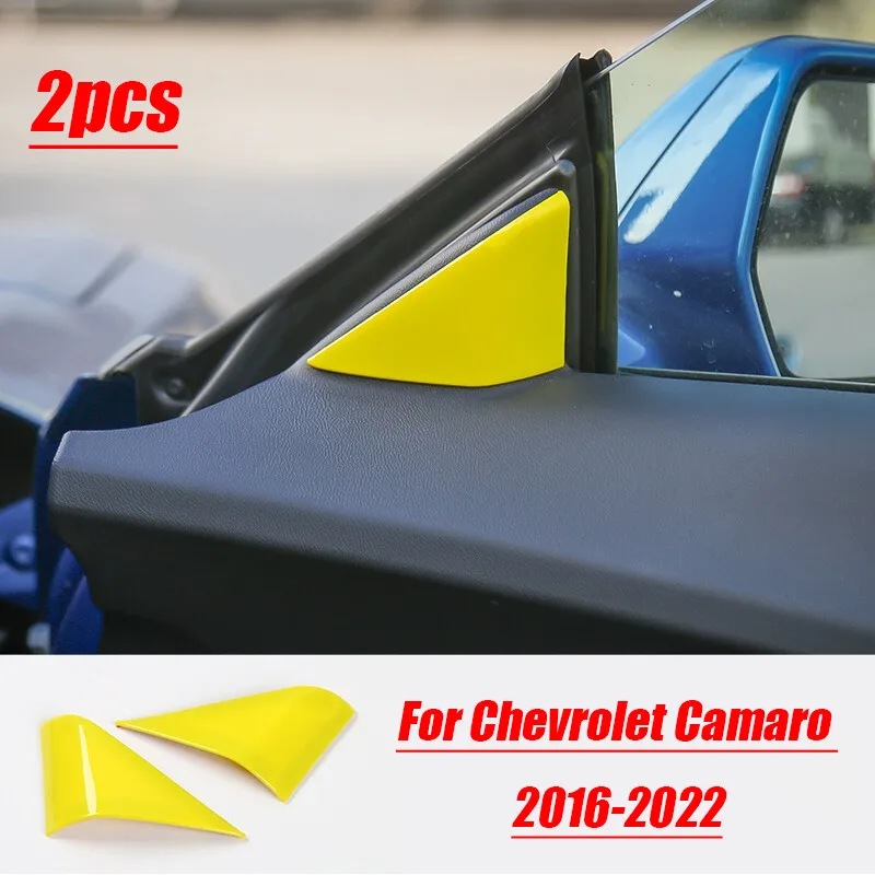 

For Chevrolet Camaro 16-2022 Yellow Car A Pillar Front Triangle Panel Cover Trim