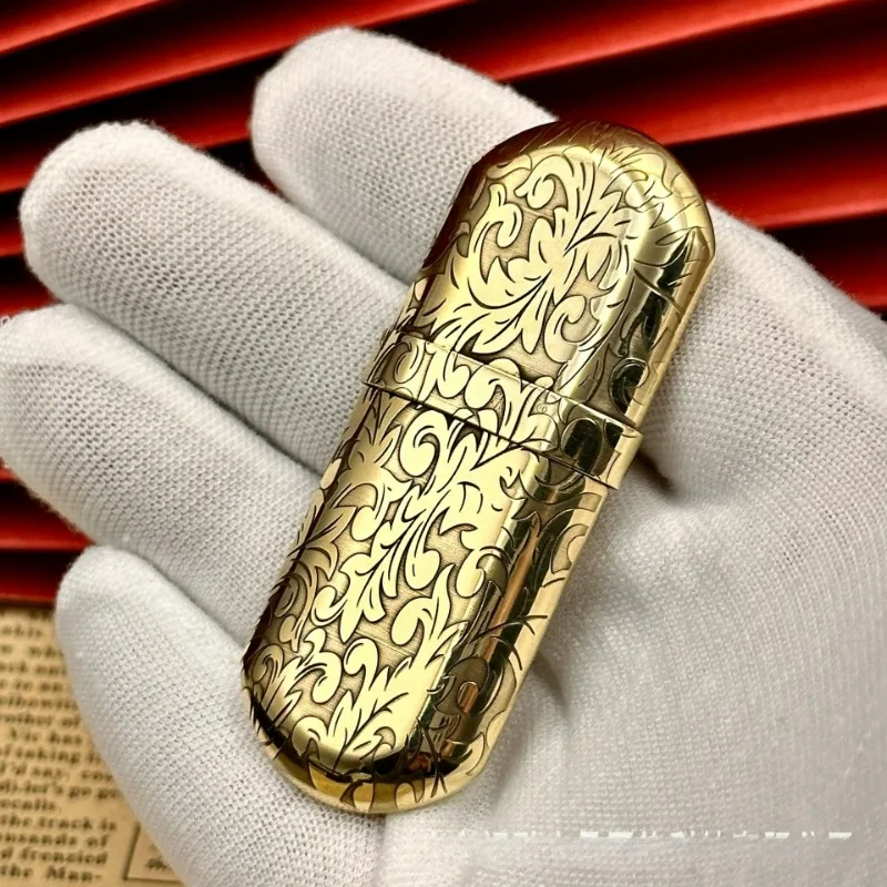ZORRO Brass Handmade Carving Mini Ultra-thin Windproof Kerosine Lighter Grinding Wheel Metal Outdoor Waterproof Portable Lighter - Image 4
