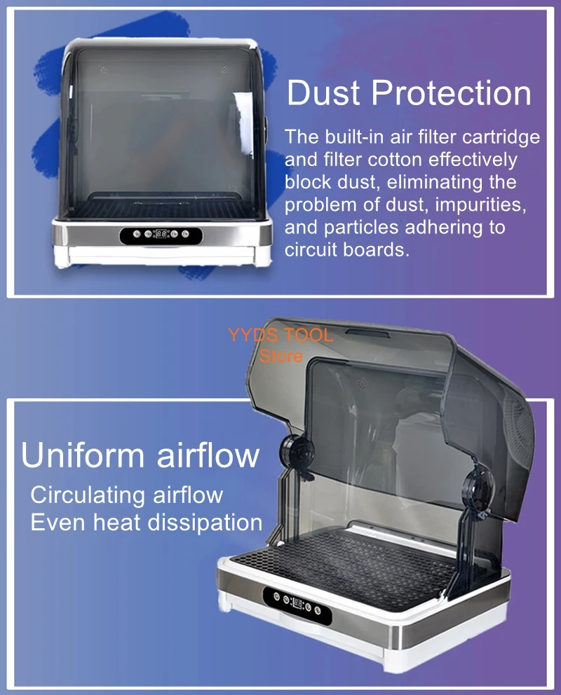 Dust-proof drying cabinet for figurines and models, spray paint booth, airbrush spray paint oven, coloring clamp, and seal