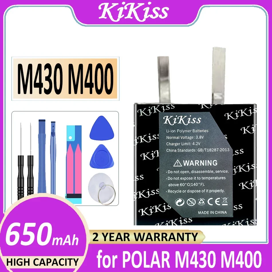 KiKiss Battery M430 M400 (322826) 650mAh for POLAR M430 M400 GPS Sports Watch Bateria