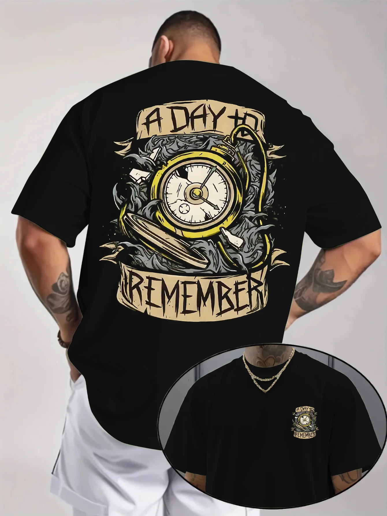 Camiseta cómoda de verano a la moda para hombre, camiseta informal deportiva de manga corta con estampado gráfico de letras A DAY To REMEMBER, manga corta