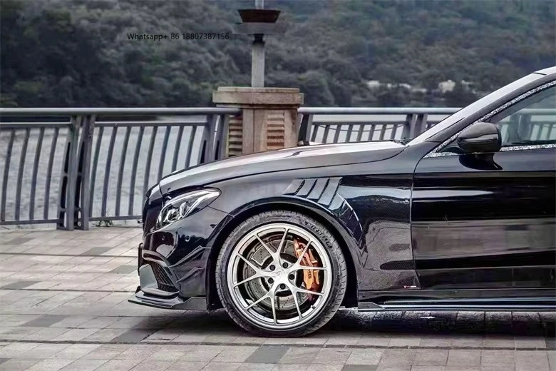 

TAKD style dry carbon fiber fenders for MercedesBenz C-Class W205 C63 2016-2019 four-door car