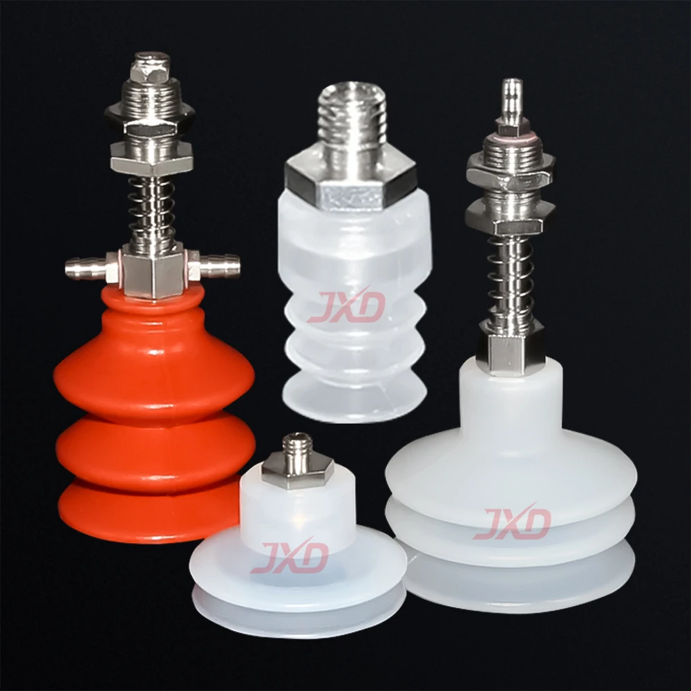 10PCS JXD DP-10/15/20/25/30/35/40/50-G14/18 White Double Bellows Vacuum Pad Industrial Silicone Suction Nozzle
