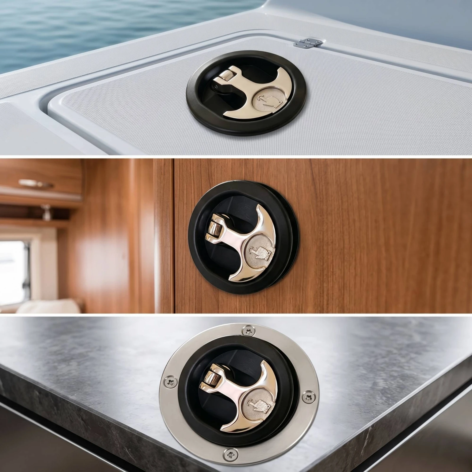 Recessed Deck Lock Secure Floor Lock with Key Hatch Latch Locking Hardware Smooth for Boat Owners