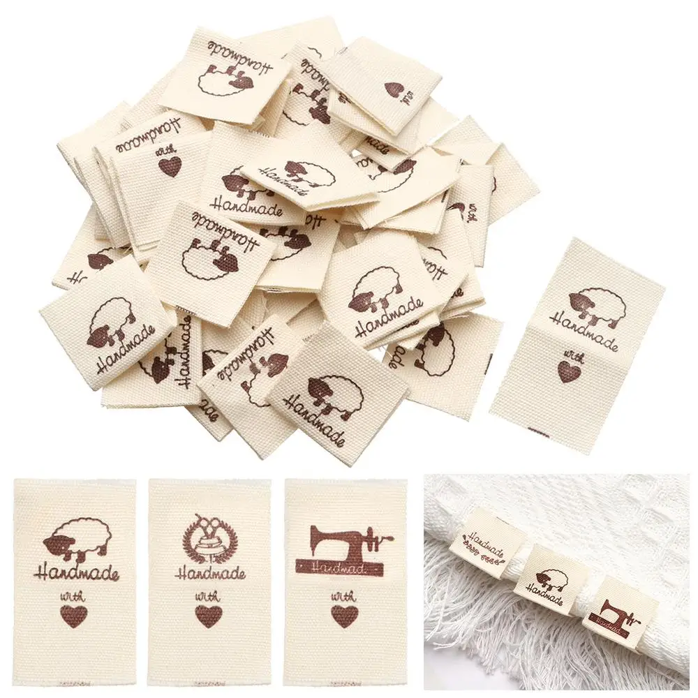 

Sewing machine Sheep Scissors Woven Knitted Supplies Cloth Garment Labels Clothing Tags Handmade With Love Sewing Accessories