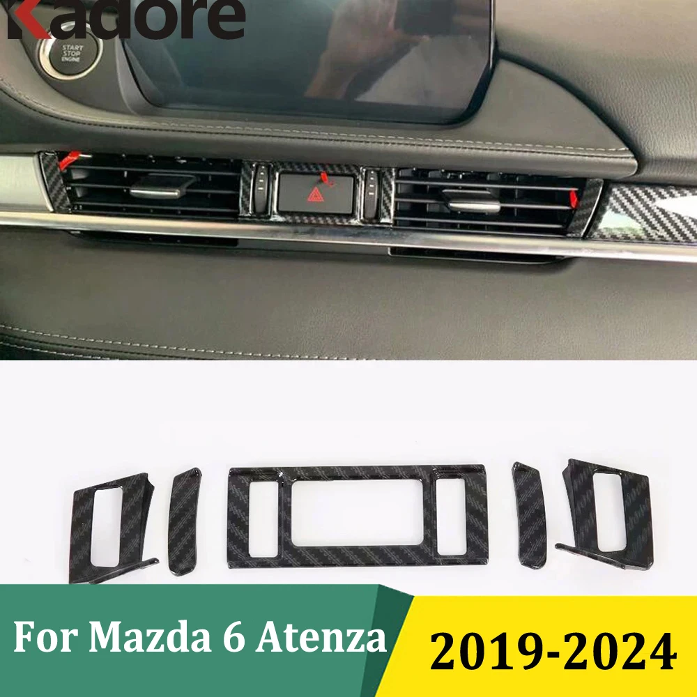 

For Mazda 6 Atenza 2019 2020-2024 Carbon Fiber Air Conditioning Outlet Adjustment Switch Cover Trim Sticker Interior Accessories