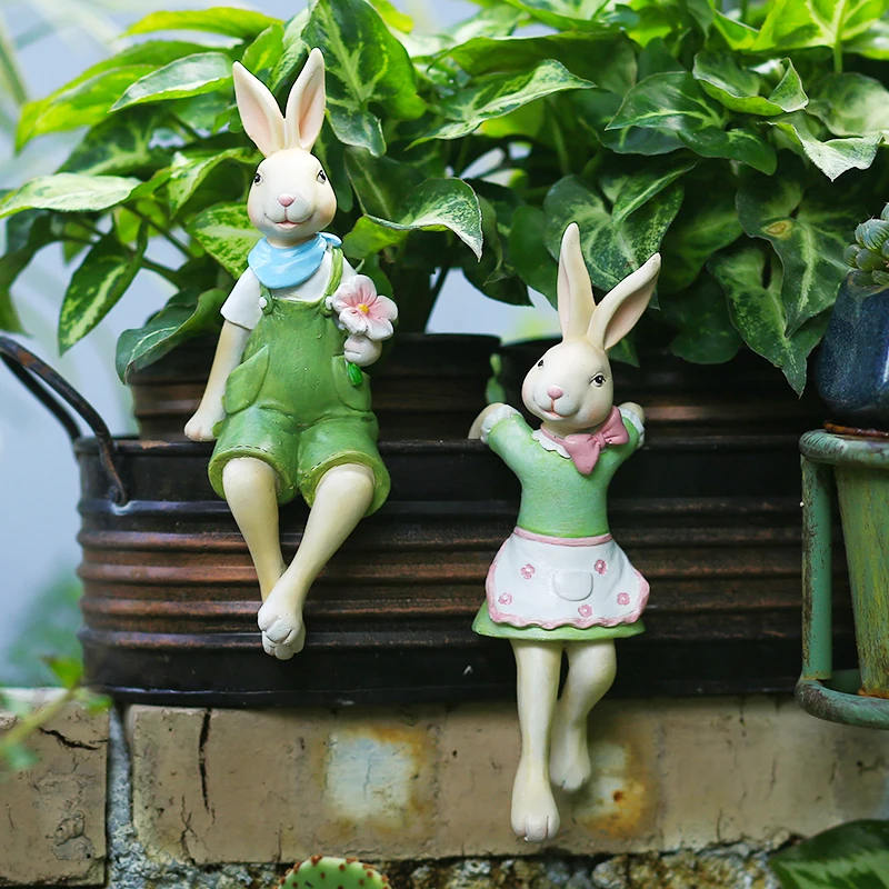 

2Pcs American rabbit hanging decoration animal flower pot pendant balcony garden arrangement flower stand decor small ornaments
