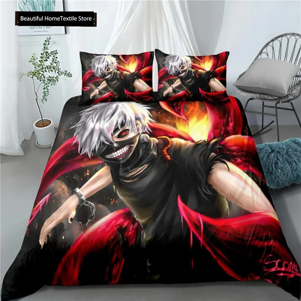 

Anime Tokyo Ghoul 3D Printed Bedding Set Duvet Covers Pillowcases Comforter Bedding Set Bedclothes Bed Linen