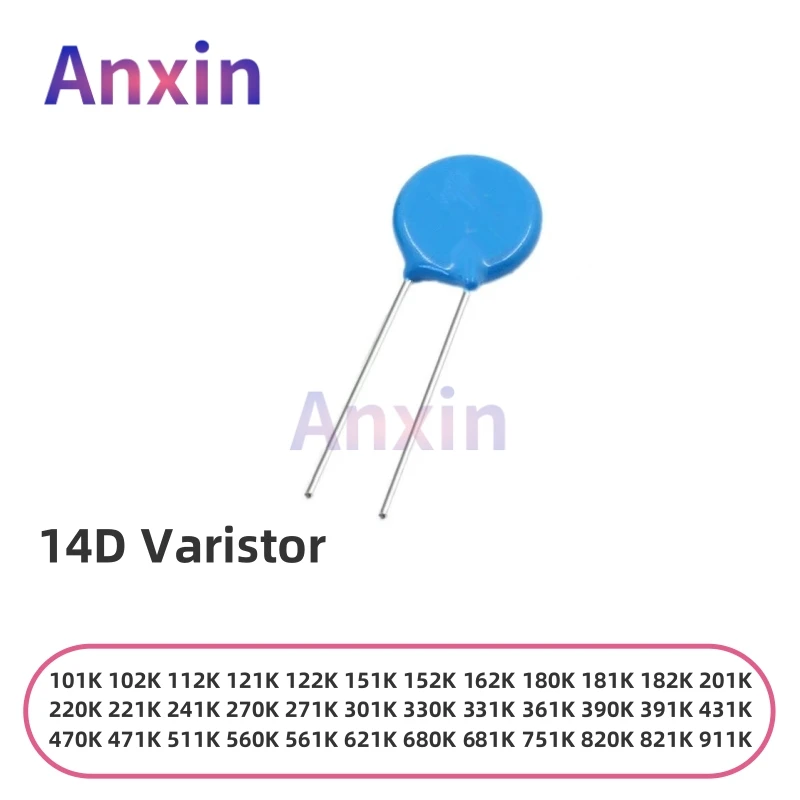 

10PCS 14D Varistor 10-1800V (14D471K/14D681K/14D911K), Zinc Oxide MOV Heavy Duty Surge Protector for Industrial Equipment