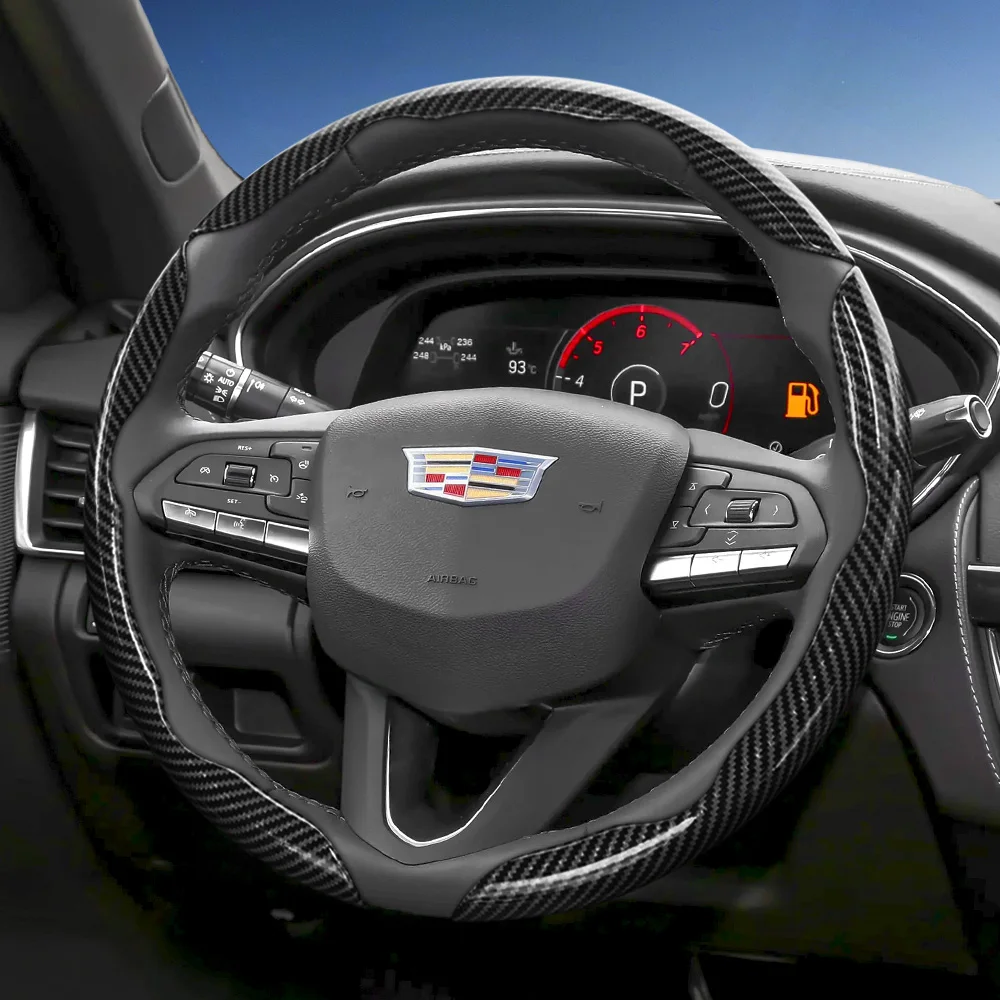 

Suitable for Cadillac Carbon Fiber Texture Steering Wheel Cover with Segmented Quick-Release Design, Durable, Compatible with Models Such as Escalade, Lyriq, Xt5, Xt4, Xt6, Ct5, Ct4, Celestiq, Optiq, Vistiq