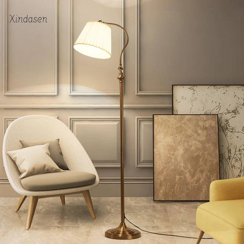 American Retro Vintage Floor Lamp For Living Room Sofa Bedroom Bedside Corner Floor Light Adjustable Head Reading Standing Lamp