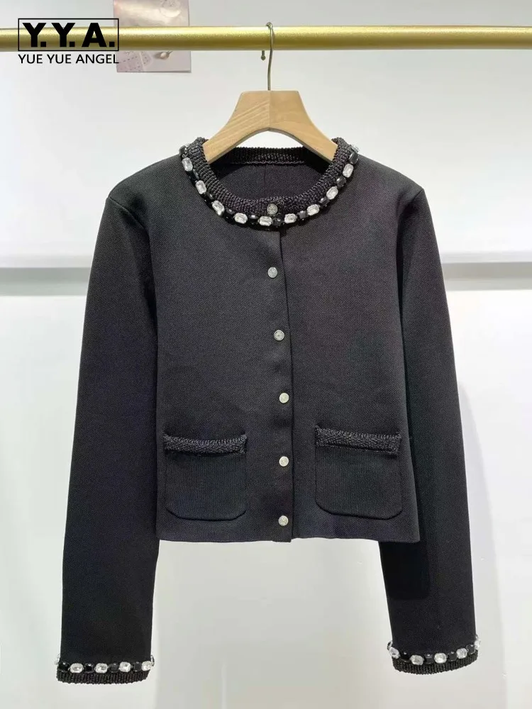 

Elegant Women Autumn Winter Knitted Cardigan O Neck Long Sleeve Slim Fit Office Ladies Single Breasted Fashion Sweater Jacket