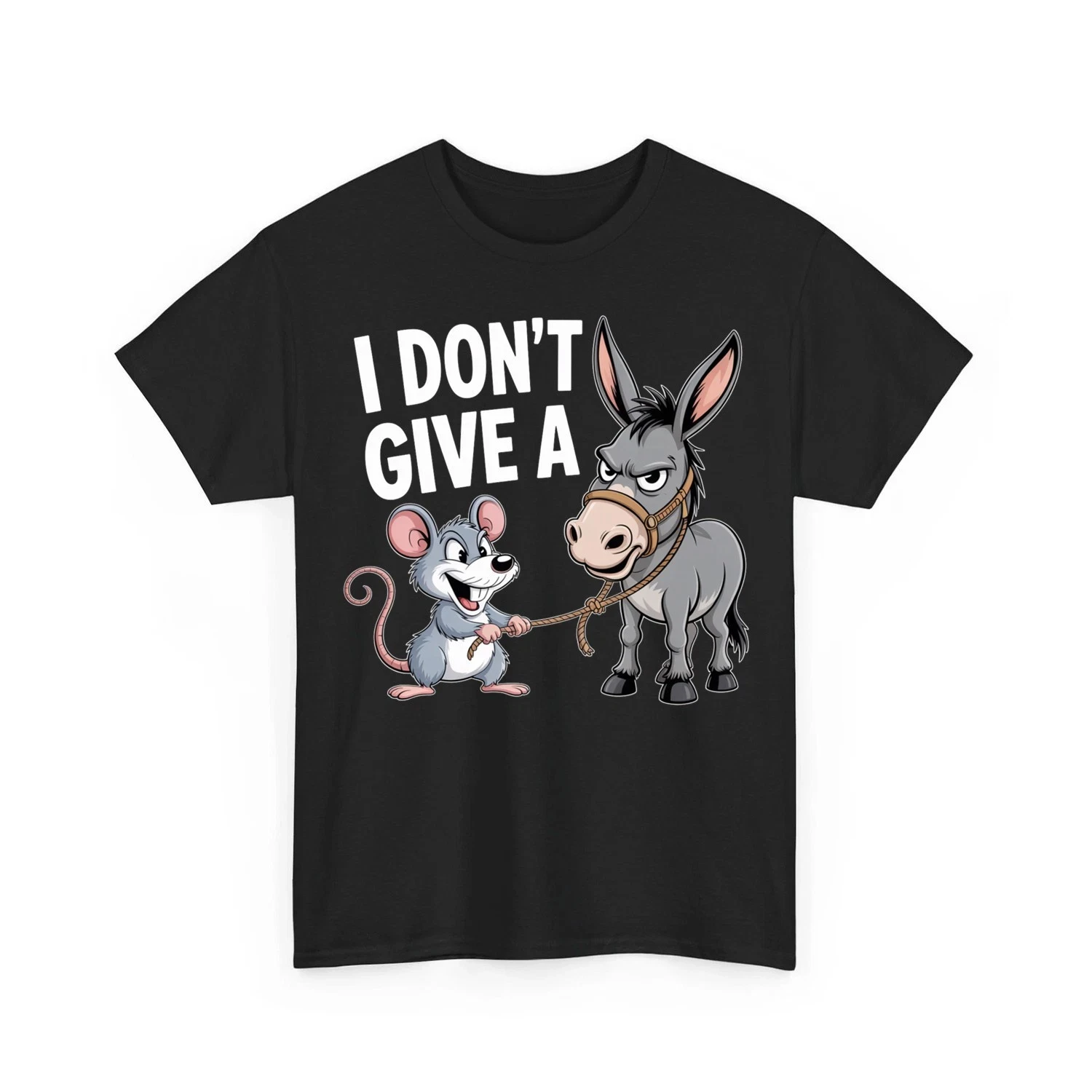 Funny Men's T Shirt Women Cotton Tee Spring Summer Humor Novelty Oversized Cotton I Don't Give A Rats Ass Mouse Donkey Funny Top