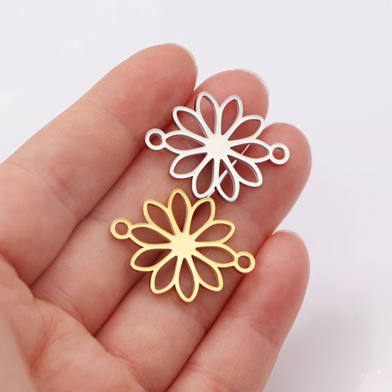 

20pcs/lot Stainless Steel Hollow Flower Charms Pendant Connector for DIY Necklace Bracelet Jewelry Making Accessories