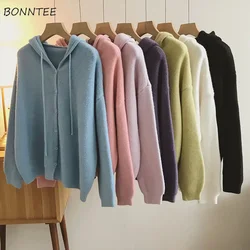 7 Colors Cardigan Women Hooded Sweater Casual Autumn Ulzzang Knitted Loose Cozy Girls Streetwear All-match Classic Simple Warm