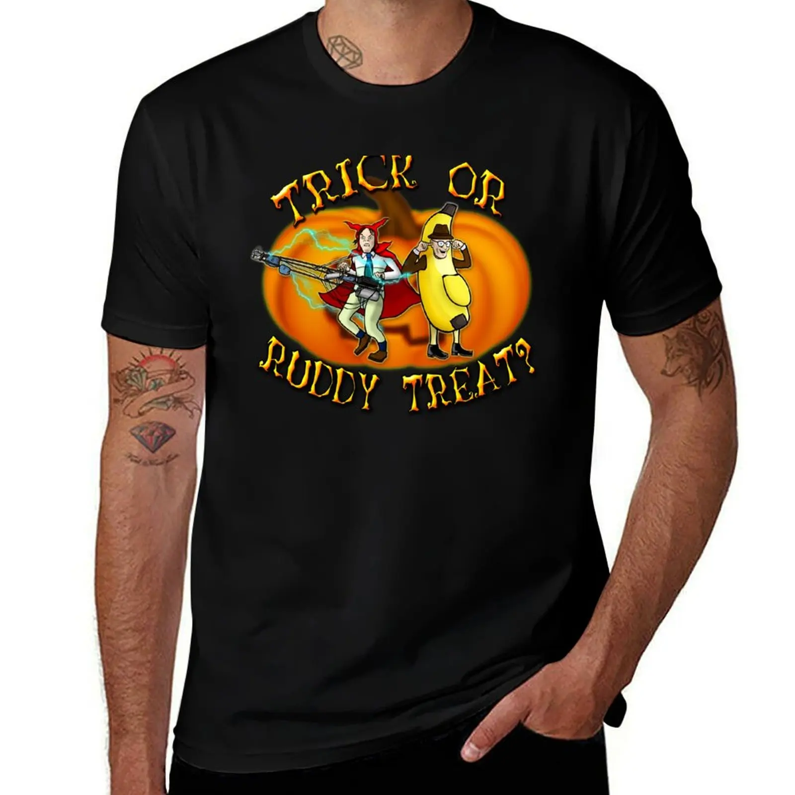 BOTTOM - TRICK OR RUDDY TREAT? T-Shirt summer top tops kawaii clothes customizeds Men's cotton t-shirt