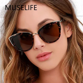 MUSELIFE Cateye Óculos de sol feminino vintage gradiente óculos retro olho de gato óculos de sol feminino uv400